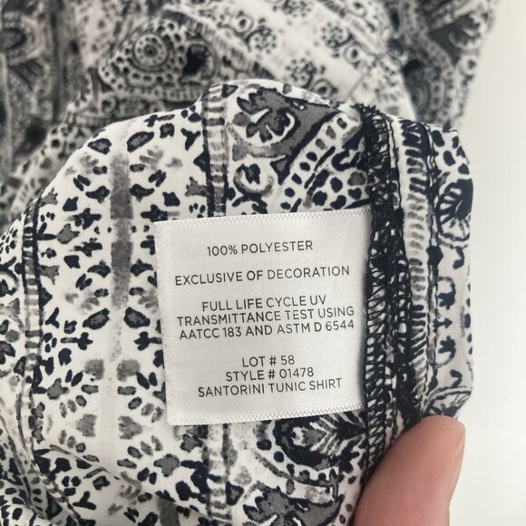 Coolibar UPF women’s Dress Button Up Geometric Black White Size L - Picture 4 of 8